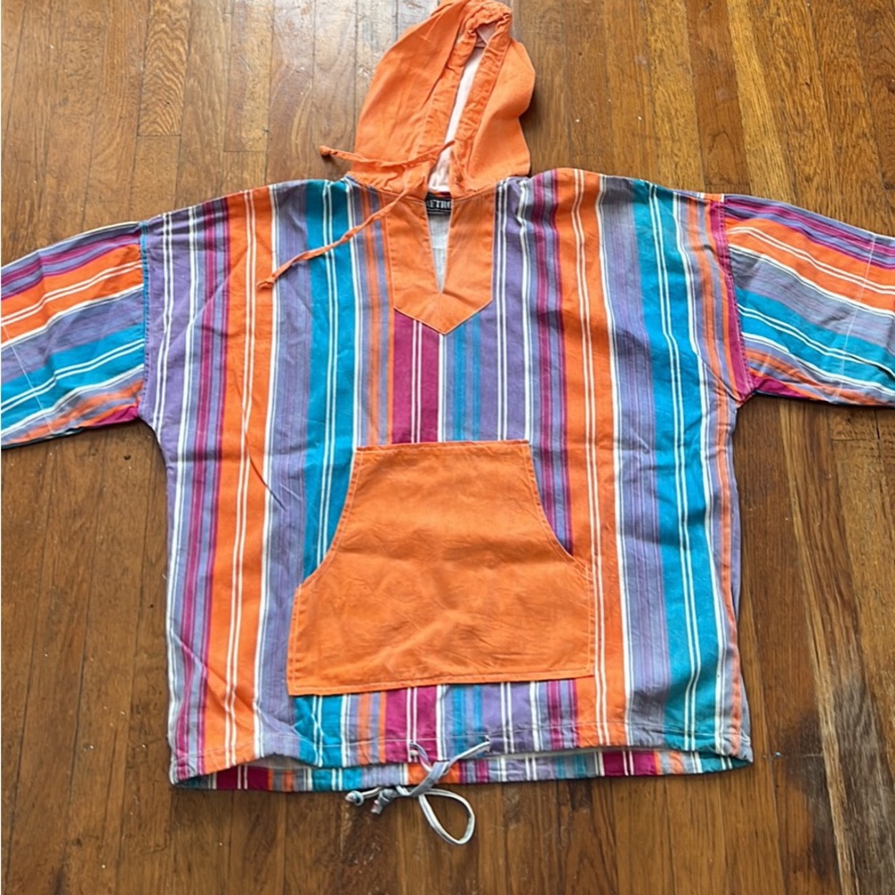Vintage retro striped hoodie size large